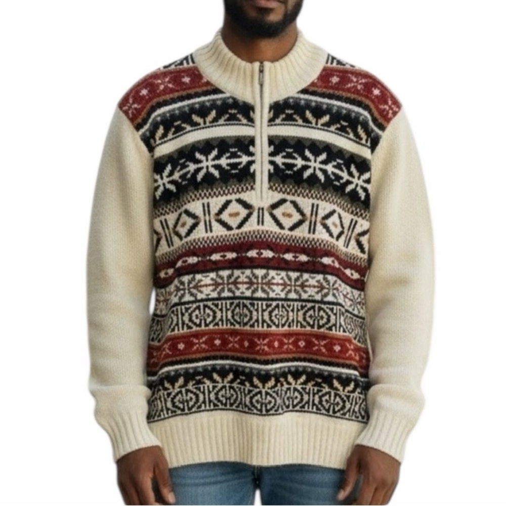 Izod Mens Wool Blend Nordic Print Sweater NWT